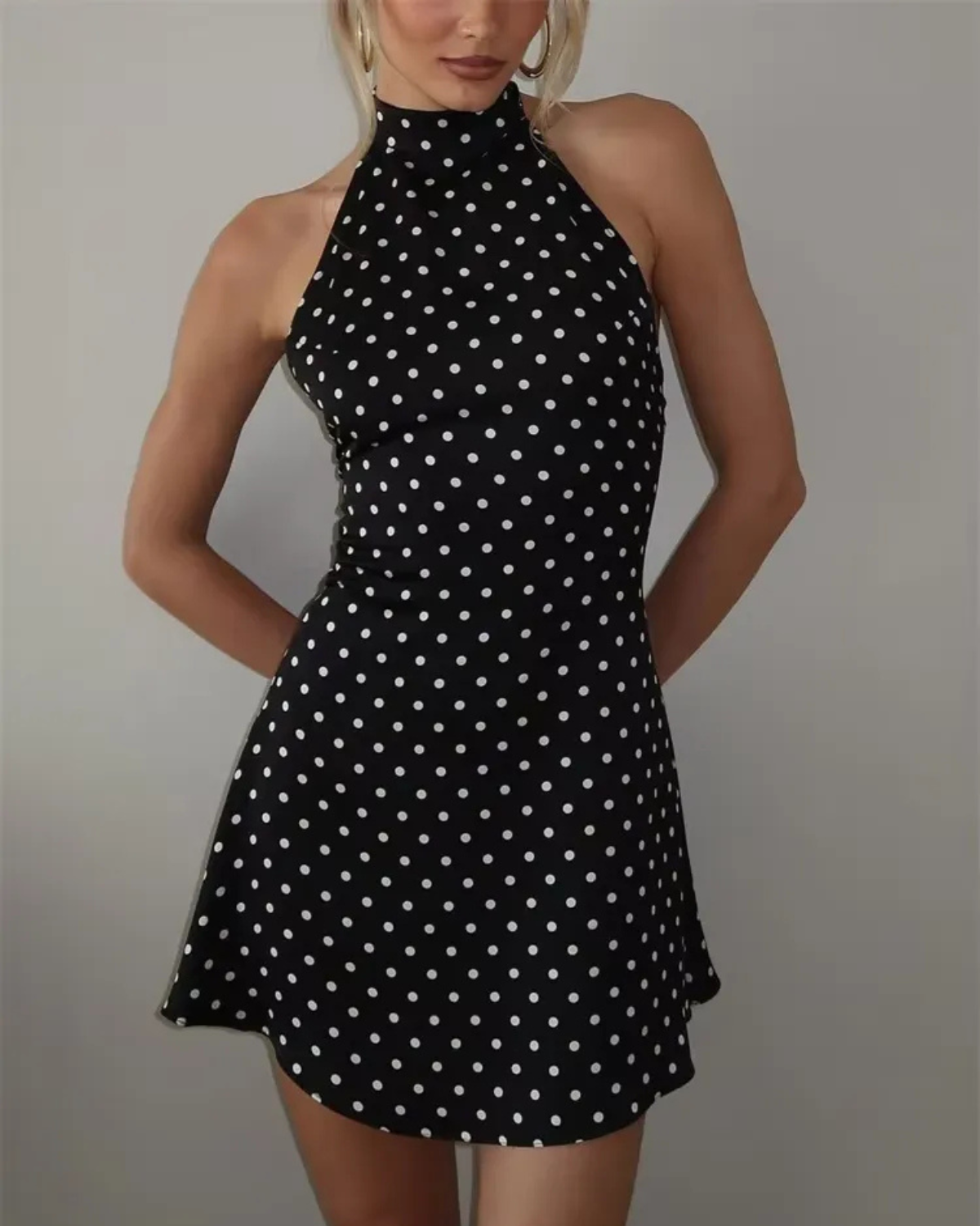 Backless Polka Dot Mini Dress for Women