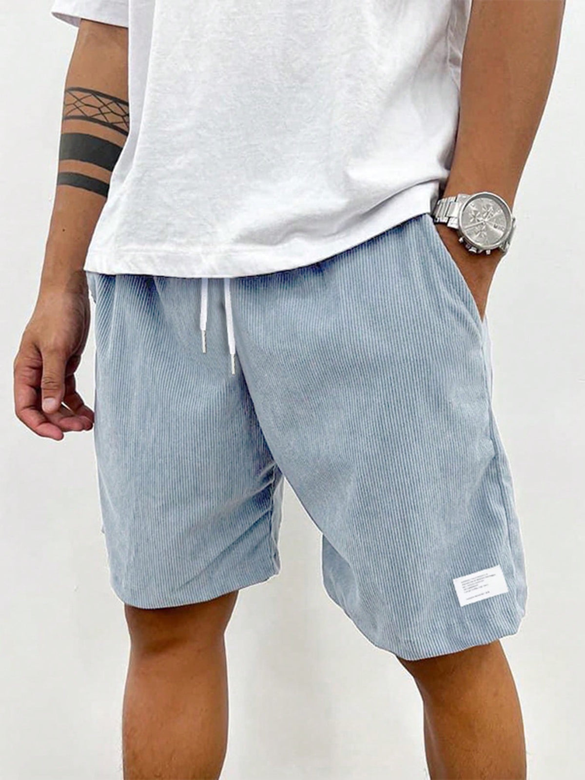 Ribbed Drawstring Shorts for Men