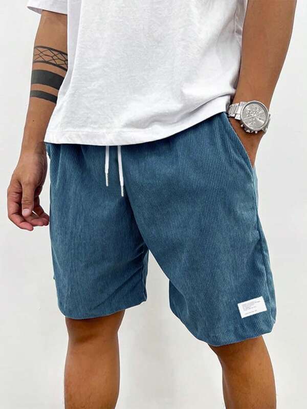 Ribbed Drawstring Shorts for Men