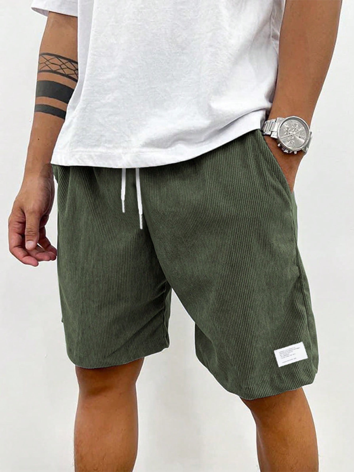 Ribbed Drawstring Shorts for Men