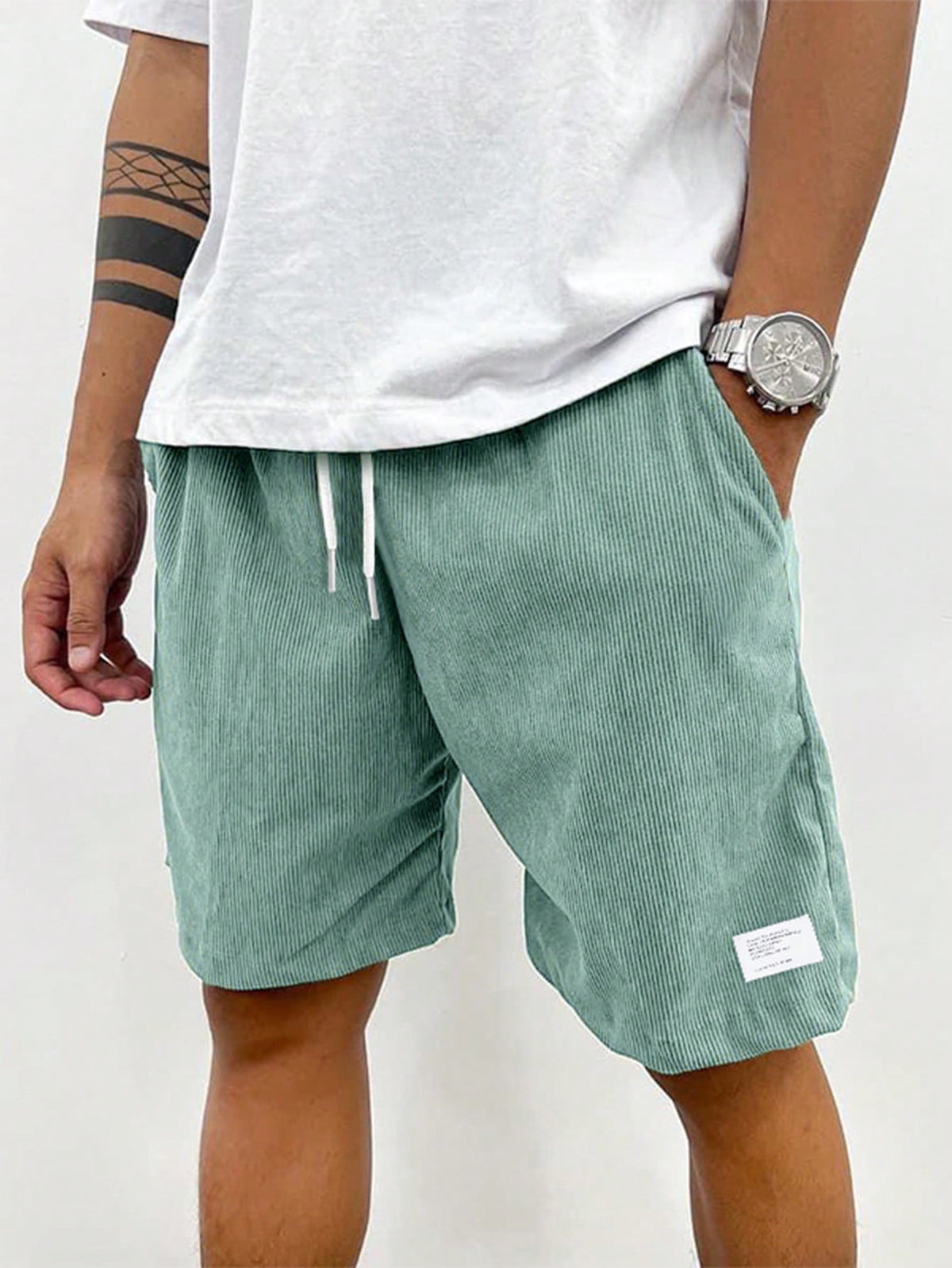 Ribbed Drawstring Shorts for Men