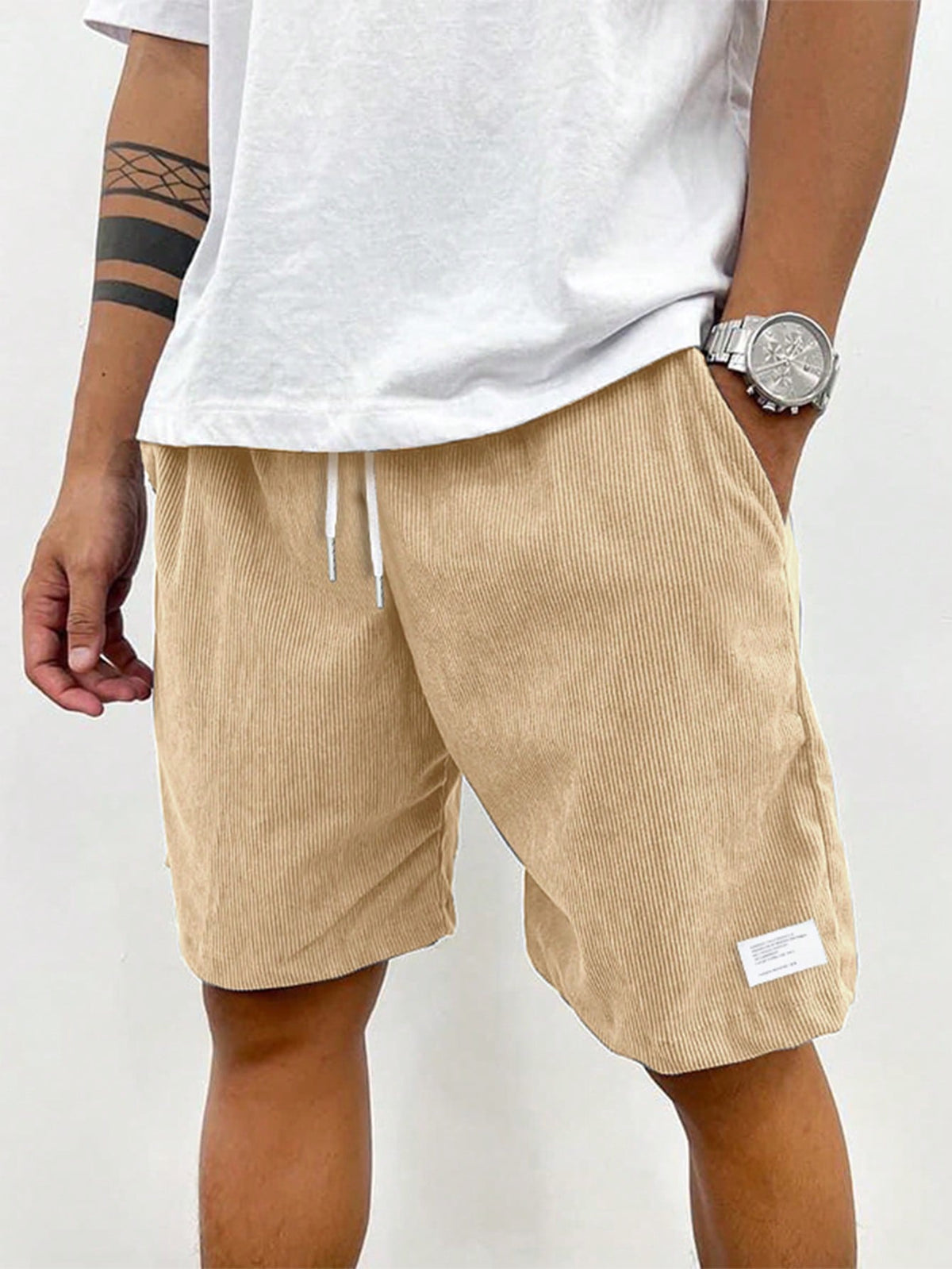 Ribbed Drawstring Shorts for Men