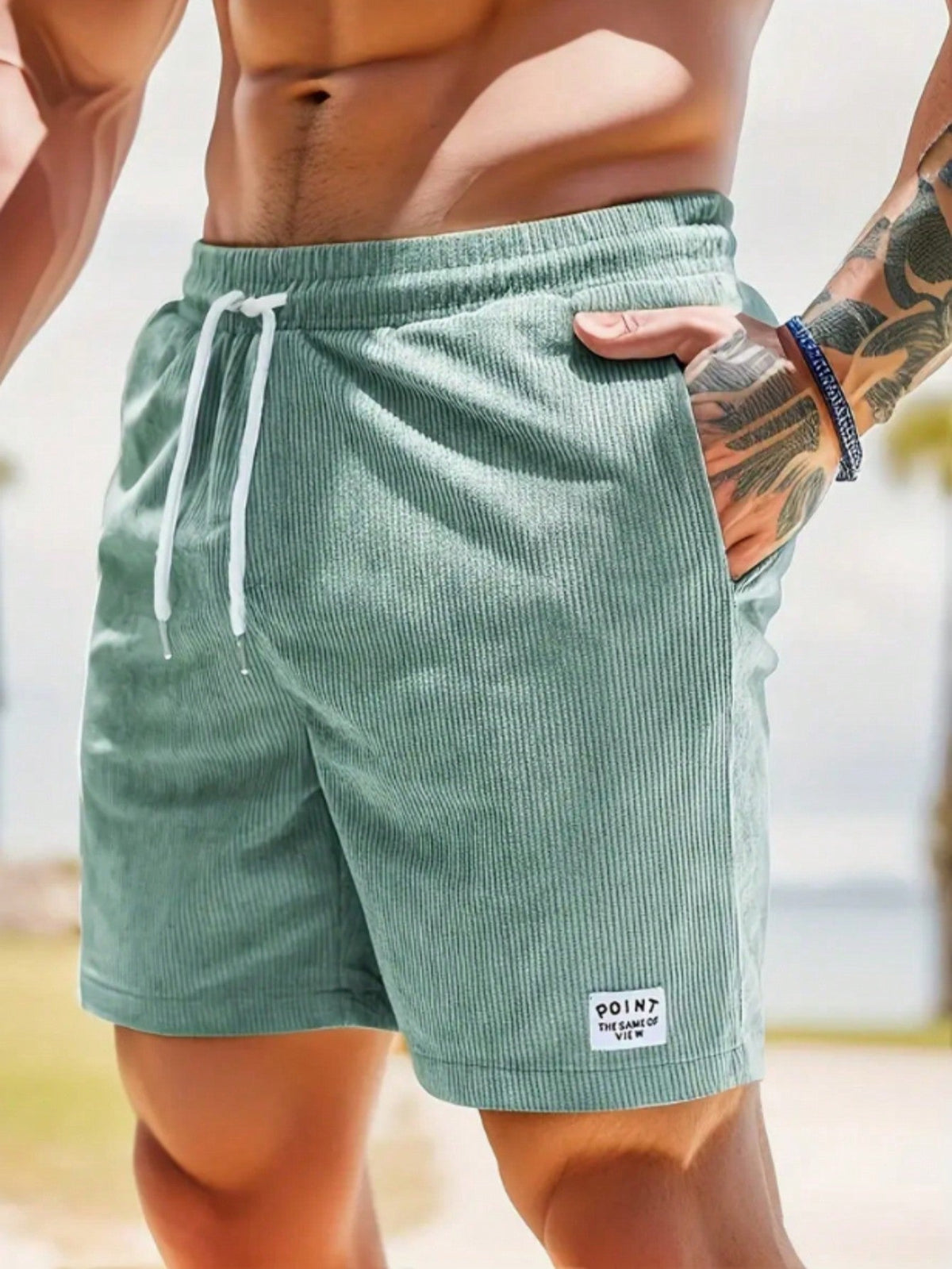 Ribbed Drawstring Shorts for Men