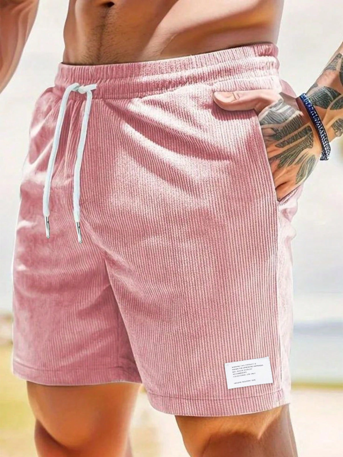 Ribbed Drawstring Shorts for Men