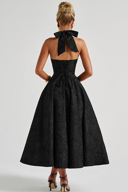 V-Neck Halterneck Wedding Guest Maxi Dress for Women