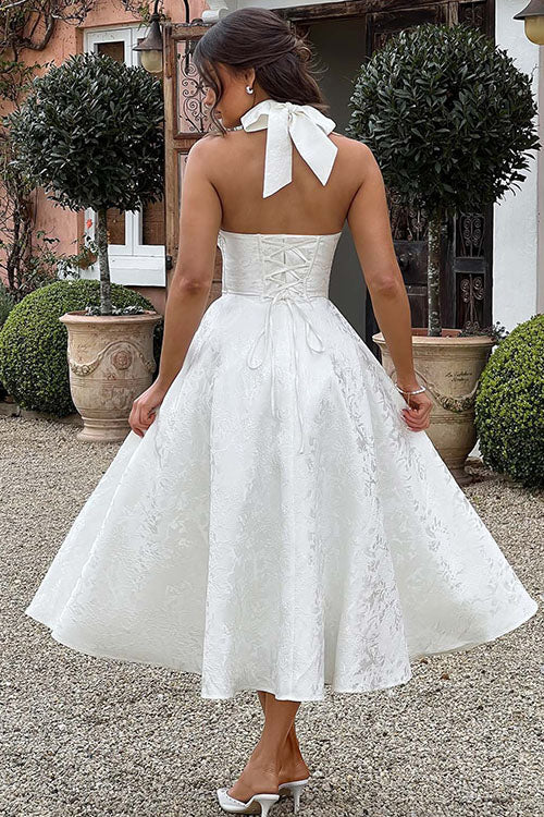 V-Neck Halterneck Wedding Guest Maxi Dress for Women