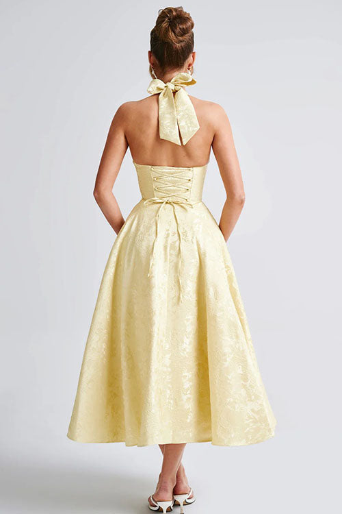 V-Neck Halterneck Wedding Guest Maxi Dress for Women