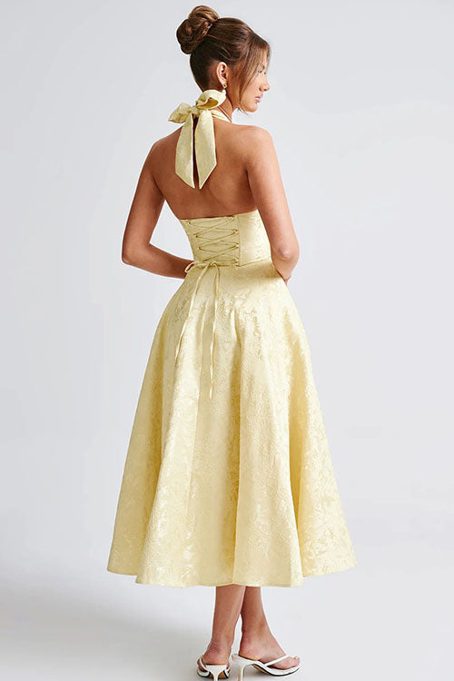 V-Neck Halterneck Wedding Guest Maxi Dress for Women