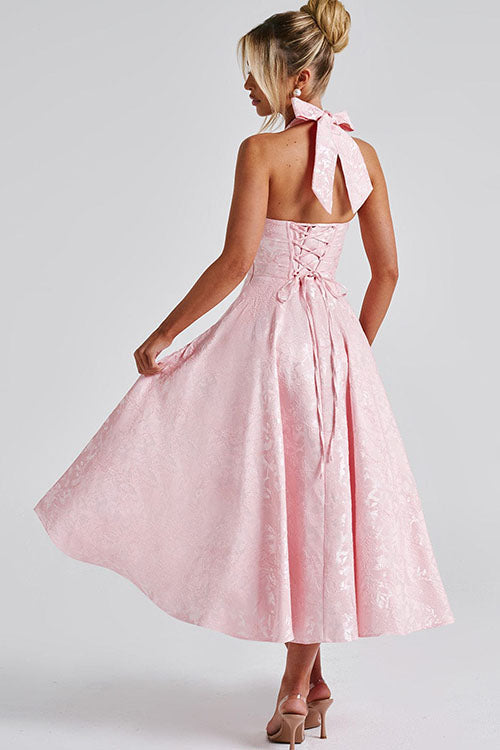 V-Neck Halterneck Wedding Guest Maxi Dress for Women
