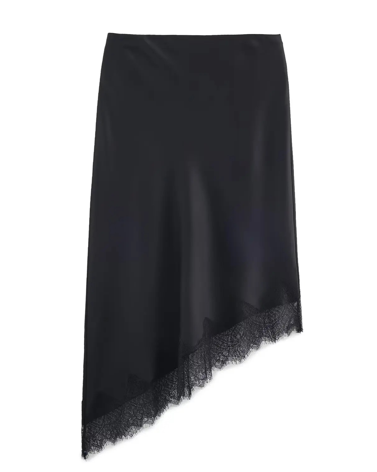 Satin Lace Skirt with Asymmetric Hem for Women