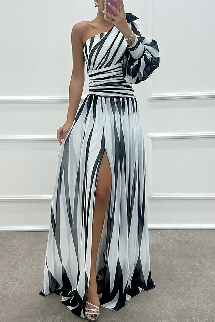 One Shoulder Asymmetric Maxi Dress Wedding Guest for Women