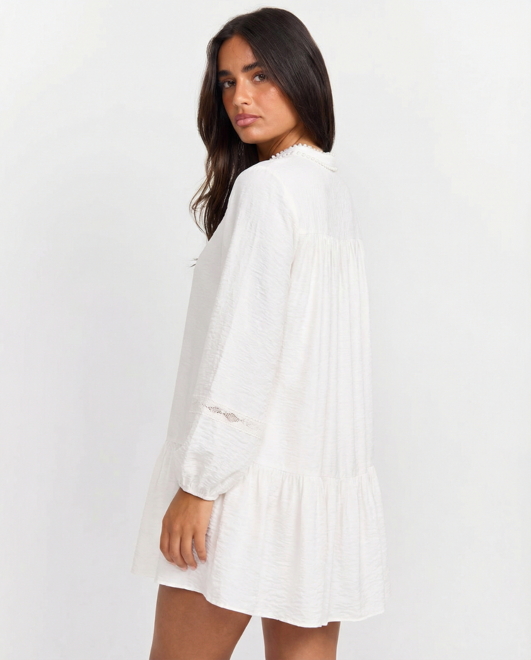 Pleated Long Sleeve Mini Dress for Women
