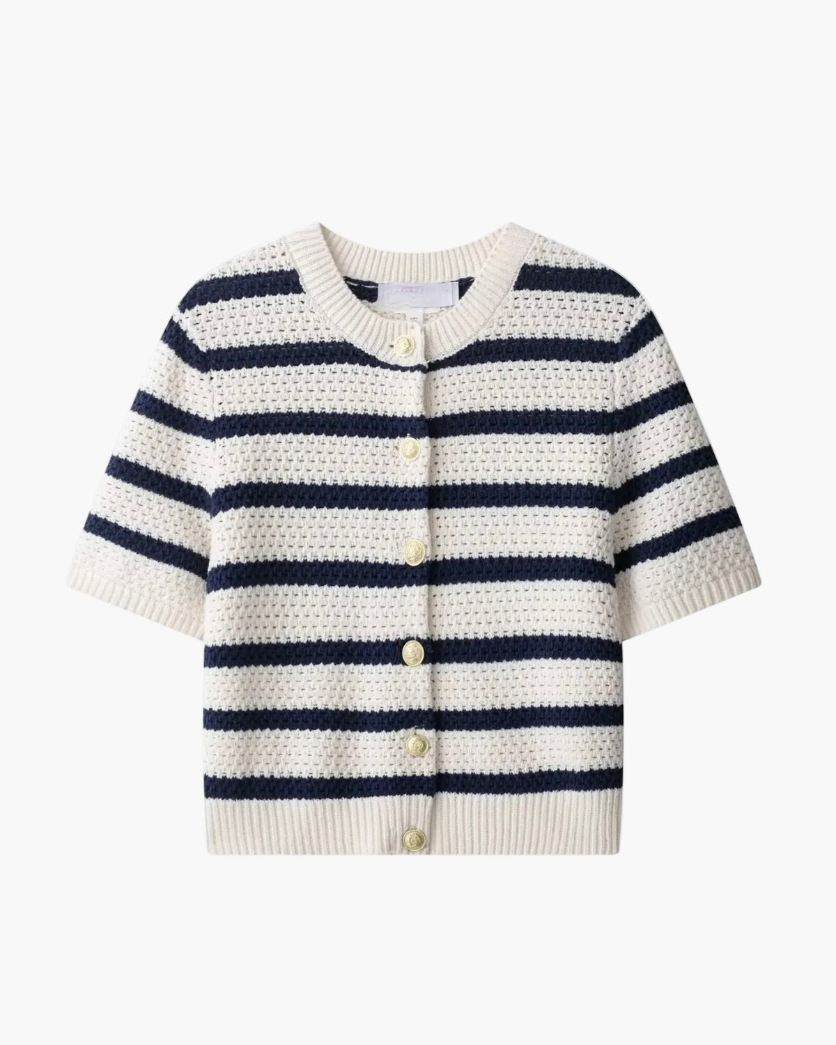 Striped Crochet Top with Buttons for Women