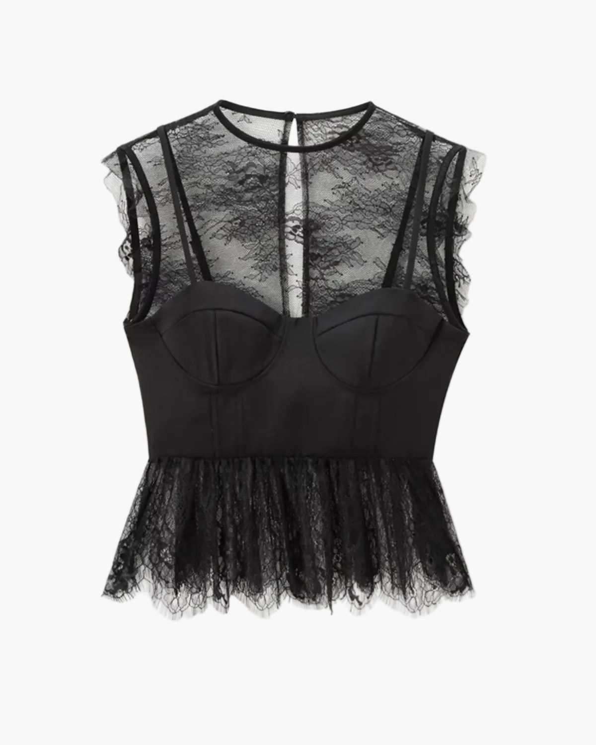 Lace Trim Corset Peplum Top for Women