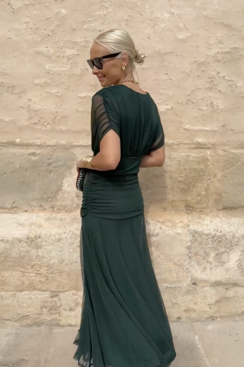 V-Neck Wedding Guest Maxi Dress for Women