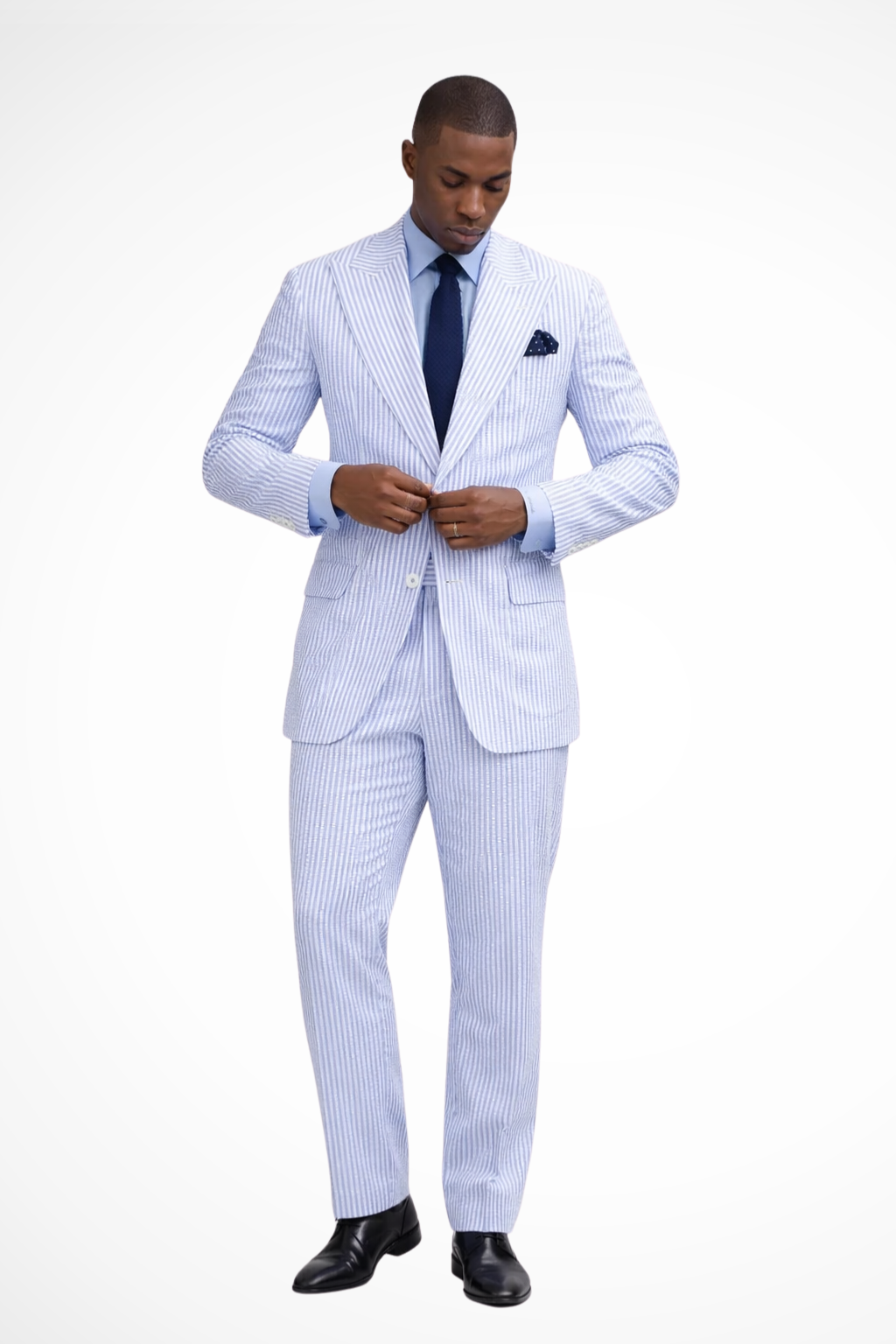 Striped Peaked Lapel Suit Set for Men