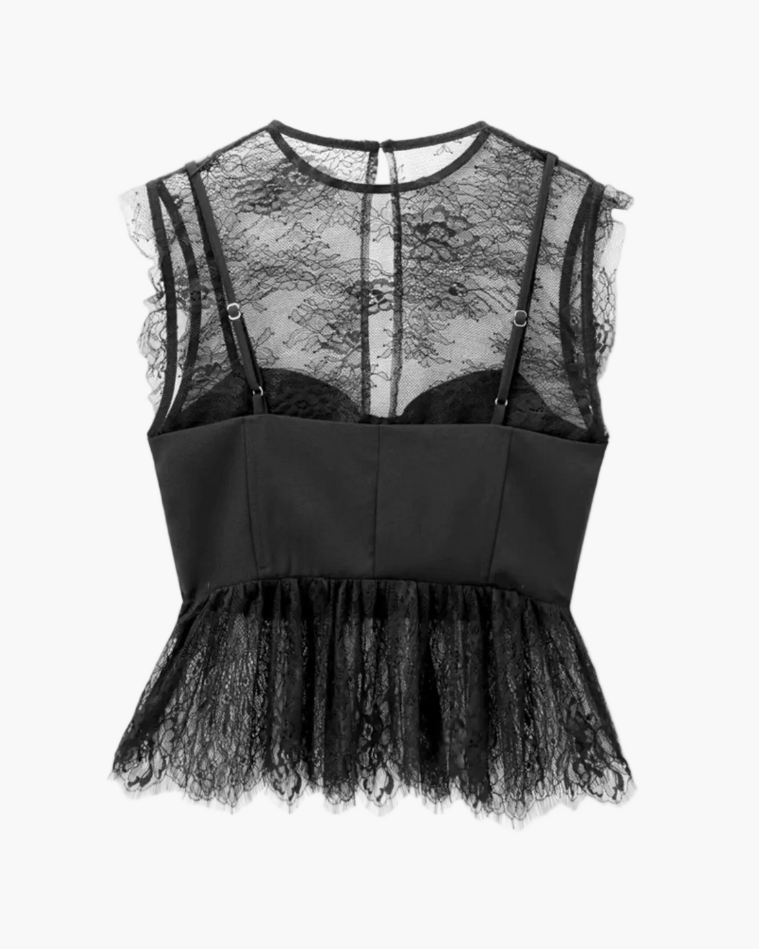 Lace Trim Corset Peplum Top for Women