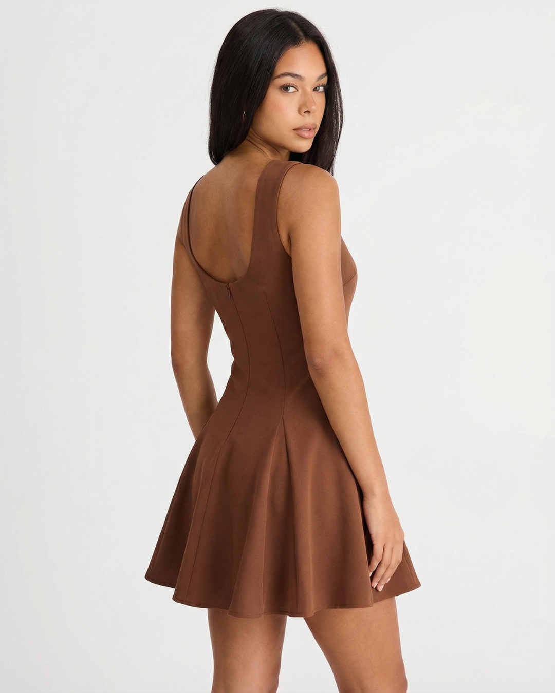 Sleeveless Flared Lace Up Mini Dress for Women