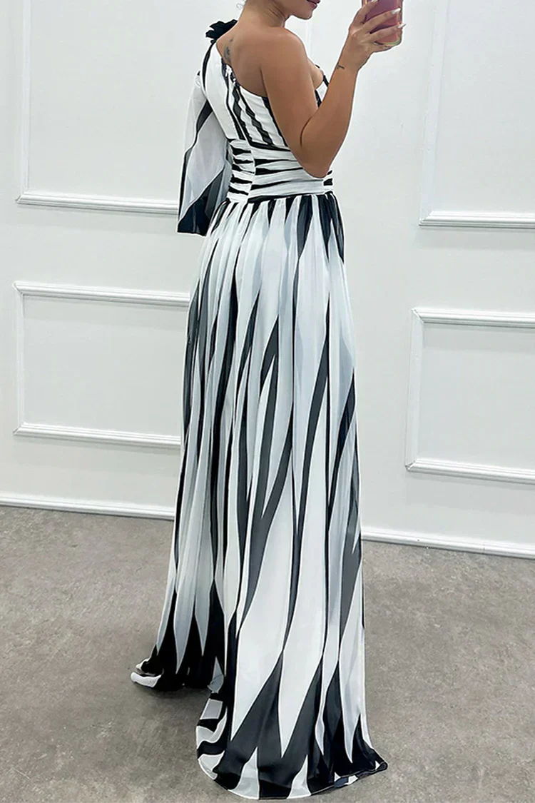 One Shoulder Asymmetric Maxi Dress Wedding Guest for Women