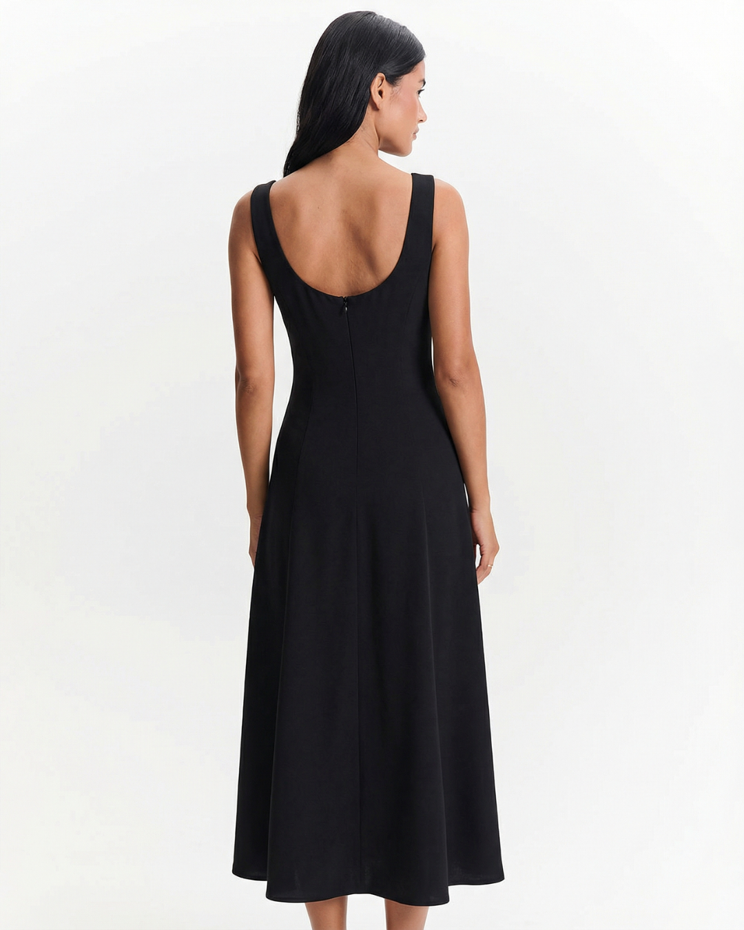 Square Neck Button Front Midi Dress for Women