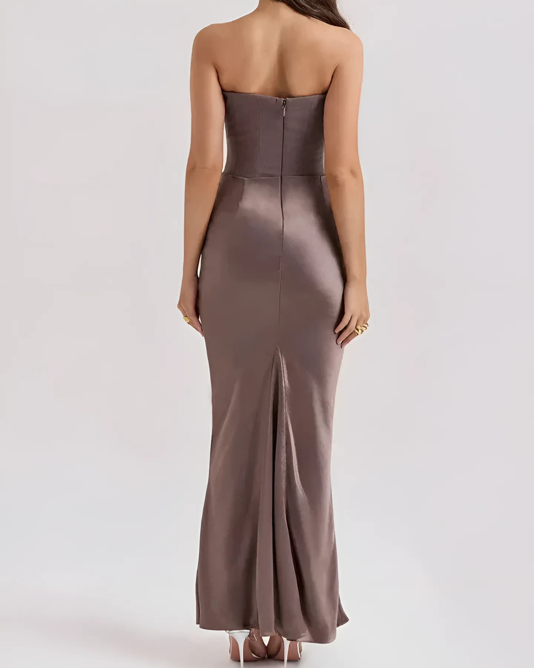 Wedding Guest Strapless Draped Maxi Dress for Women