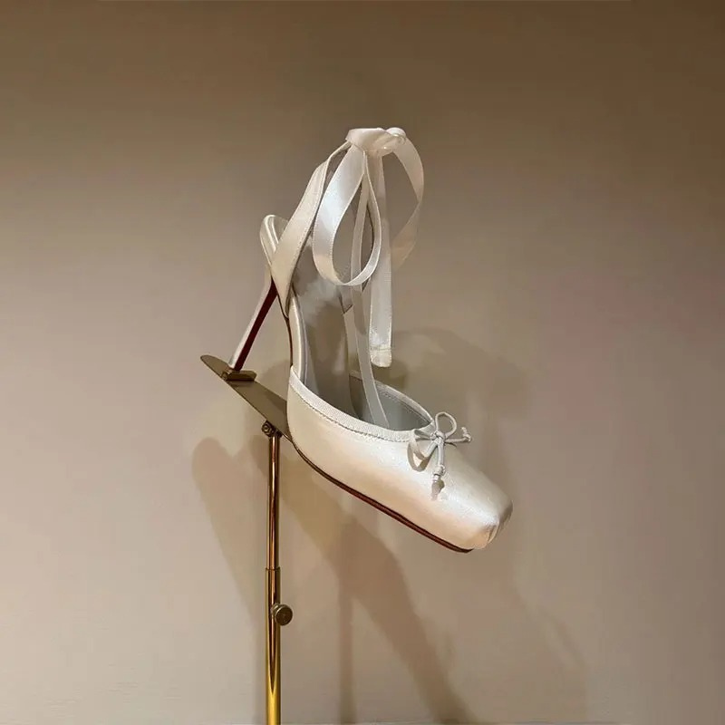 Platform Satin Ankle Strap Court Shoes for Women