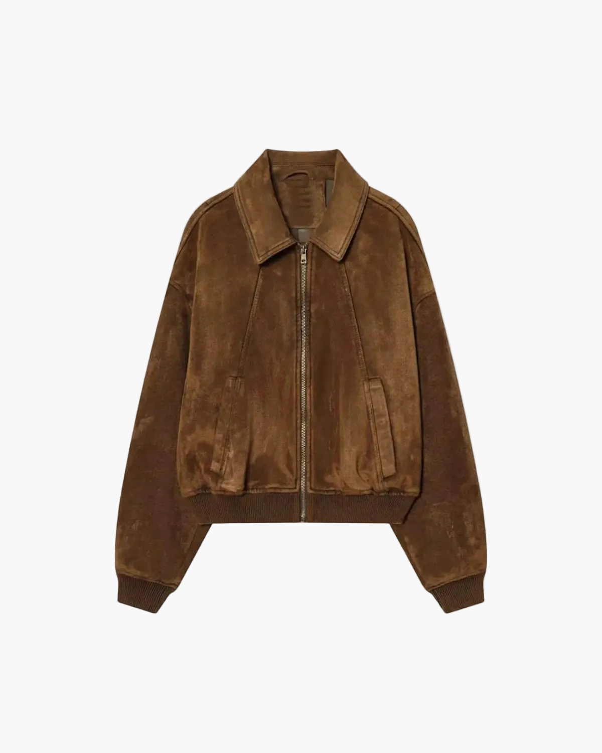 Suede Jacket with Dropped Shoulders for Women