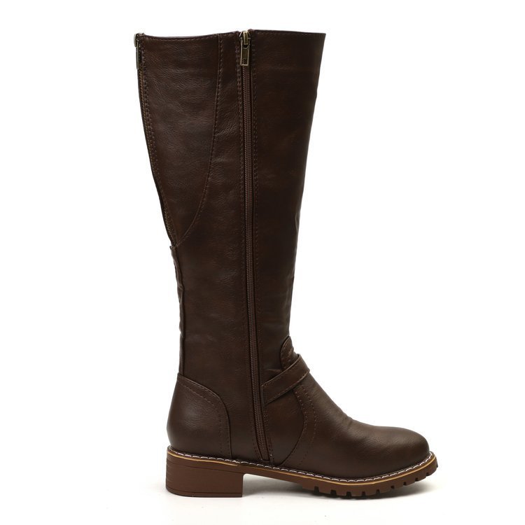 Faux Leather Knee-High Boots for Women