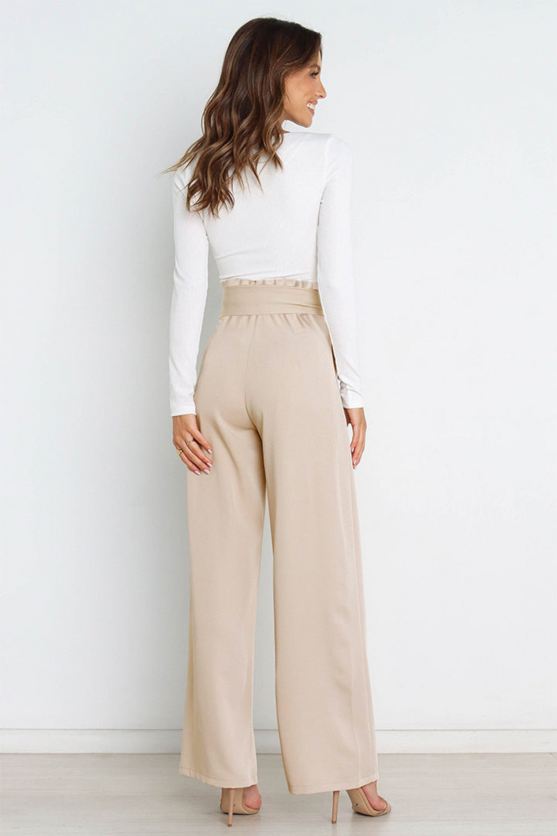 Wide Leg Belted Linen Trousers for Women