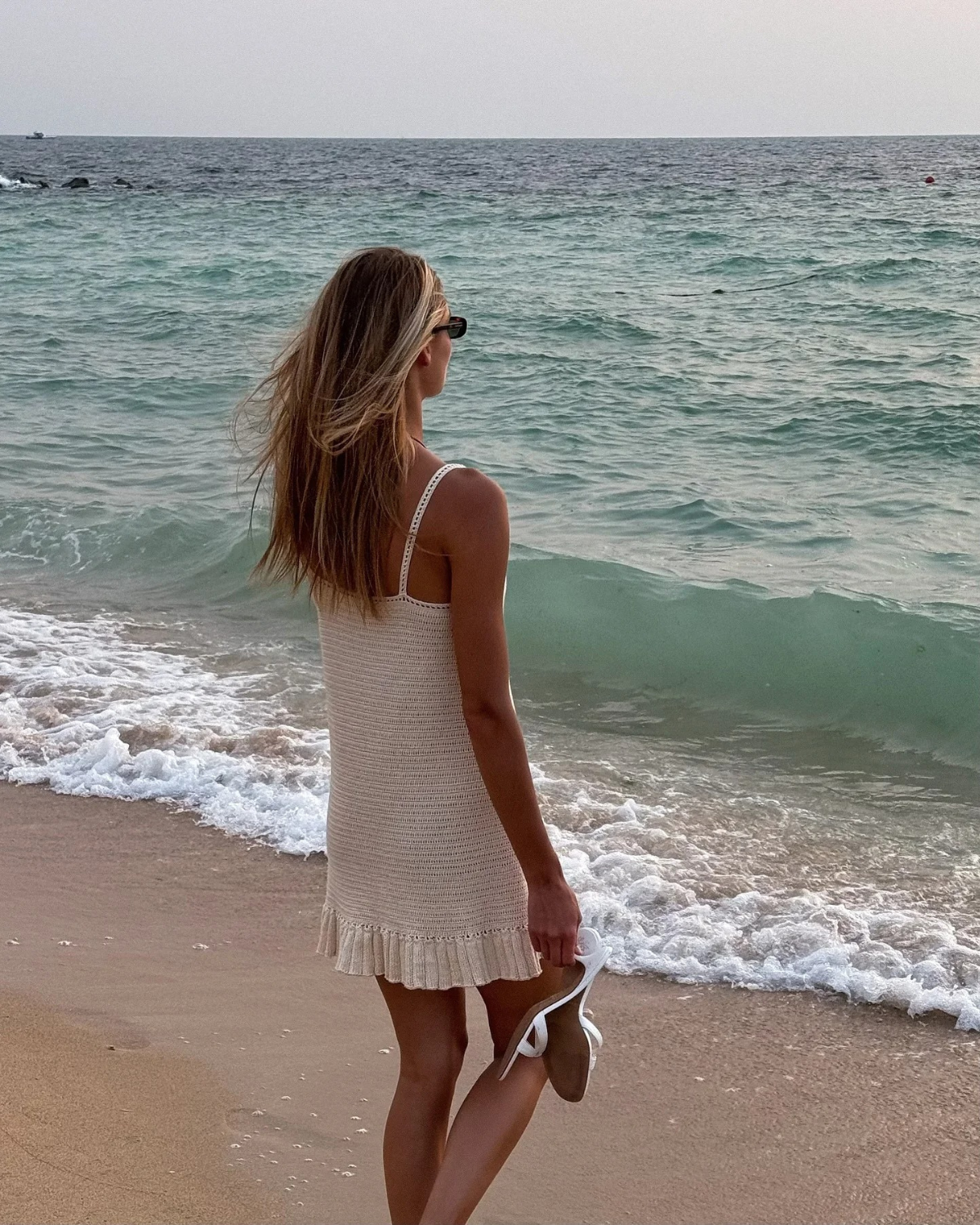 Crochet Mini Dress with Frills for Women