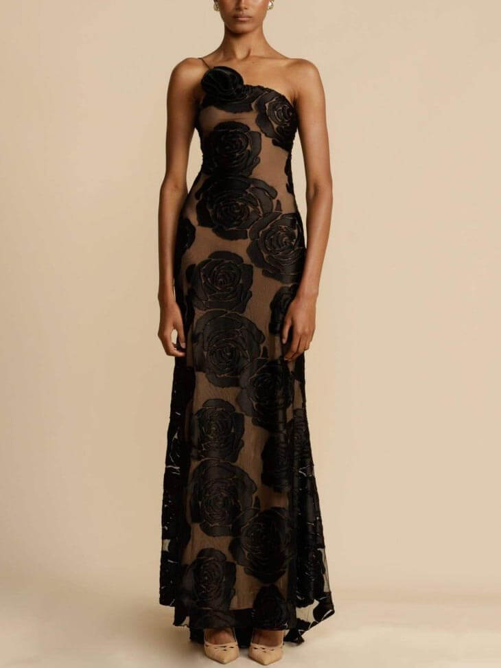 Bandeau Floral Split Wedding Guest Maxi Dress for Women