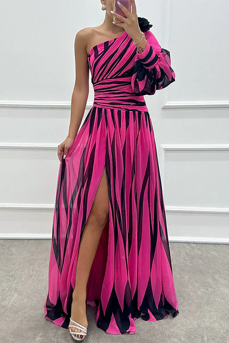 One Shoulder Asymmetric Maxi Dress Wedding Guest for Women