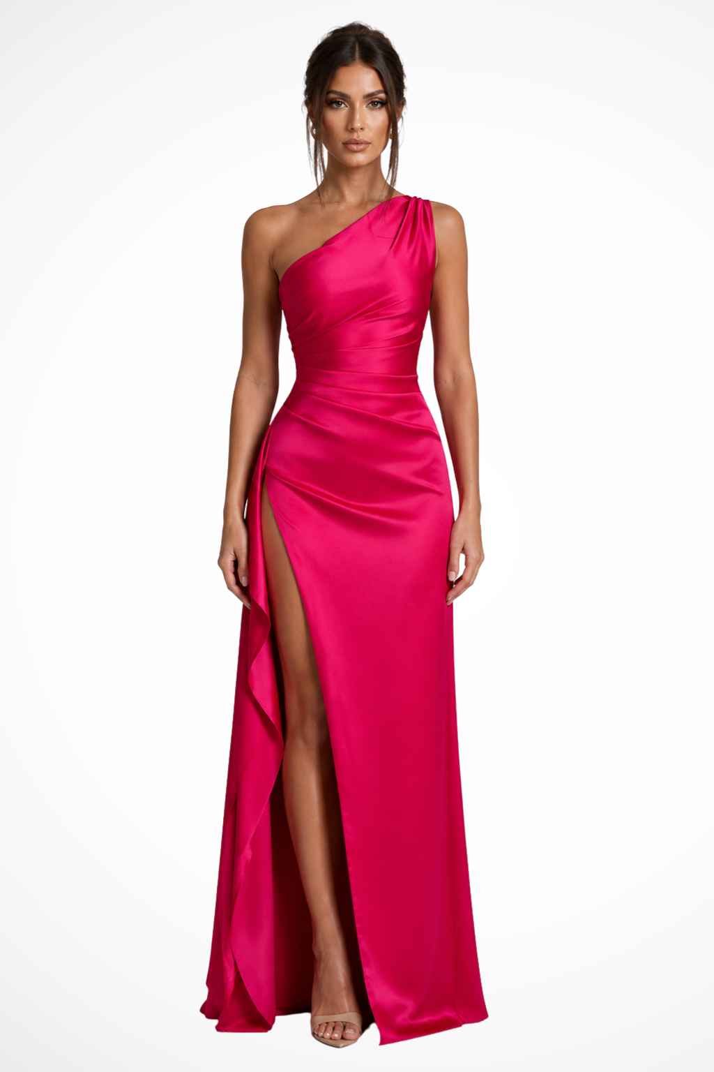 One Shoulder Side Slit Wedding Guest Maxi Dress for Women