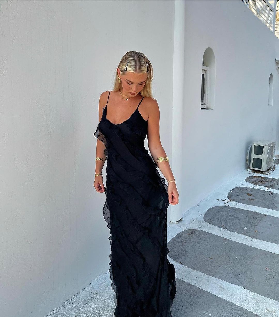 Ruffle V-Neck Maxi Dress for Women - View 7