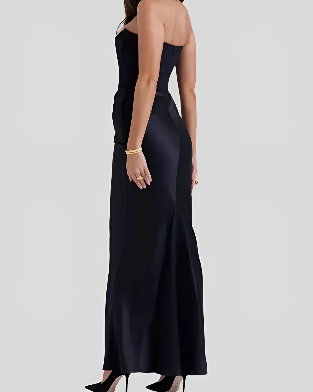 Wedding Guest Strapless Draped Maxi Dress for Women