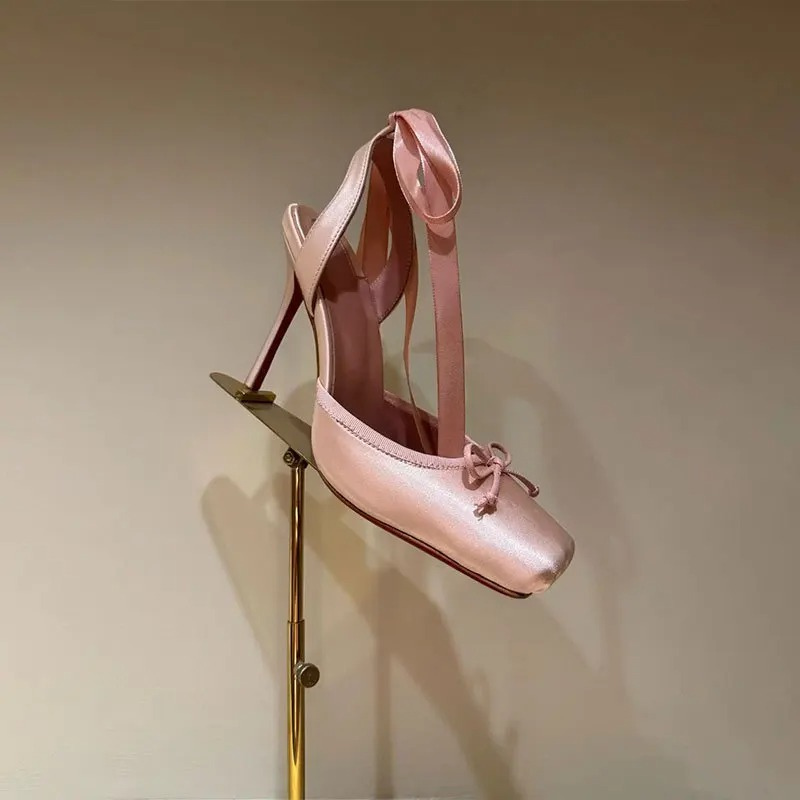 Platform Satin Ankle Strap Court Shoes for Women