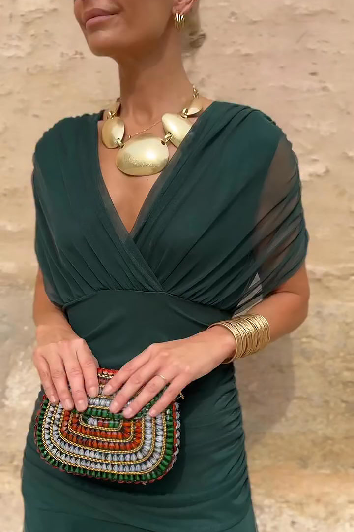 V-Neck Wedding Guest Maxi Dress for Women