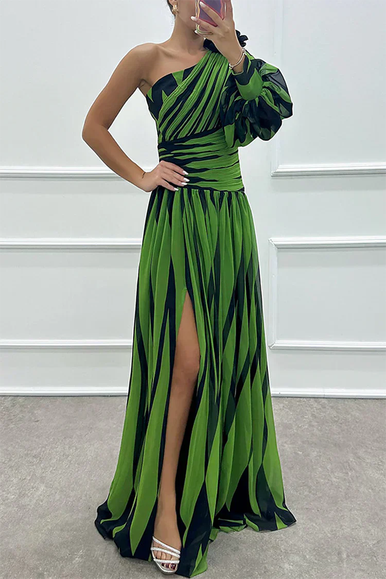 One Shoulder Asymmetric Maxi Dress Wedding Guest for Women