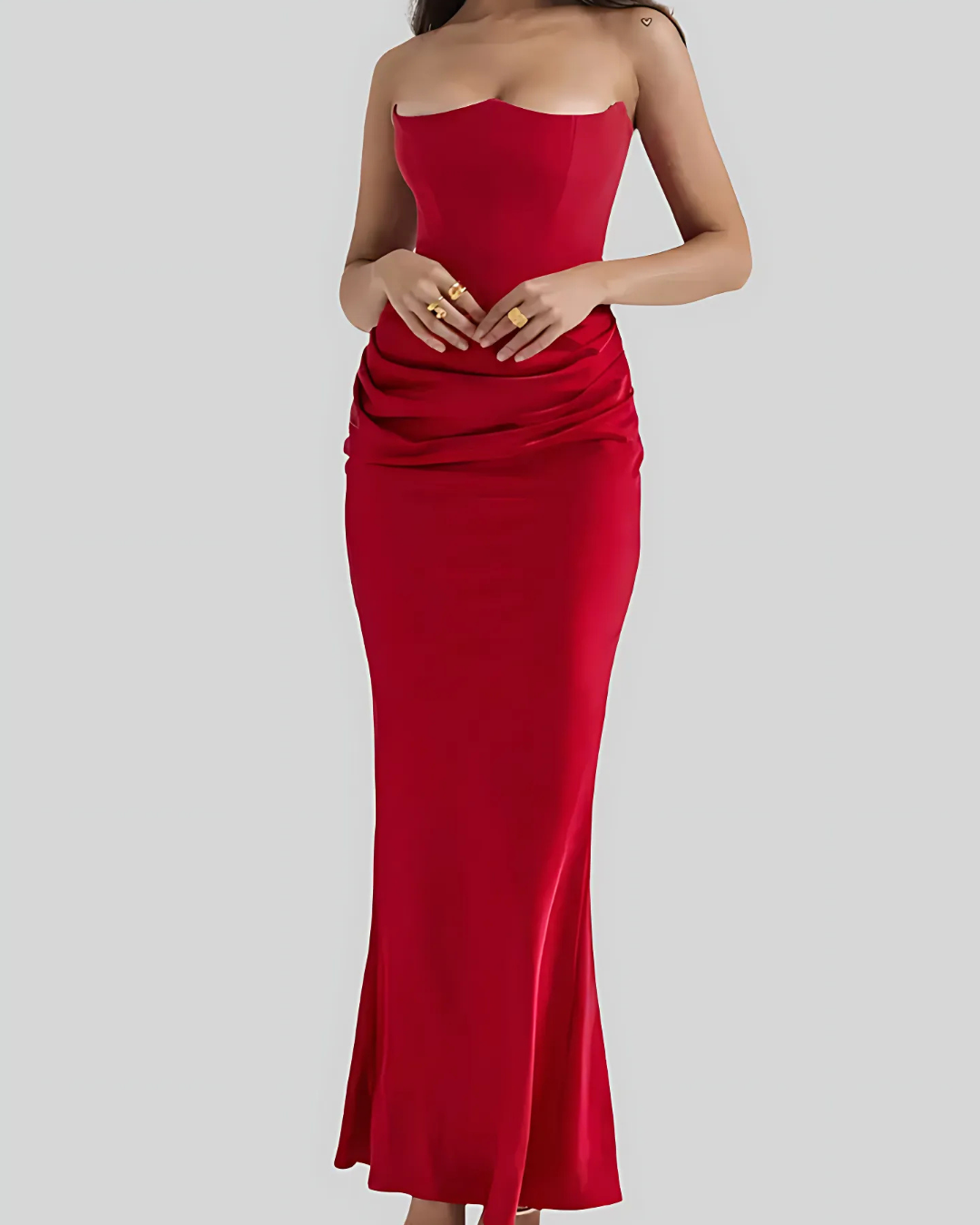 Wedding Guest Strapless Draped Maxi Dress for Women