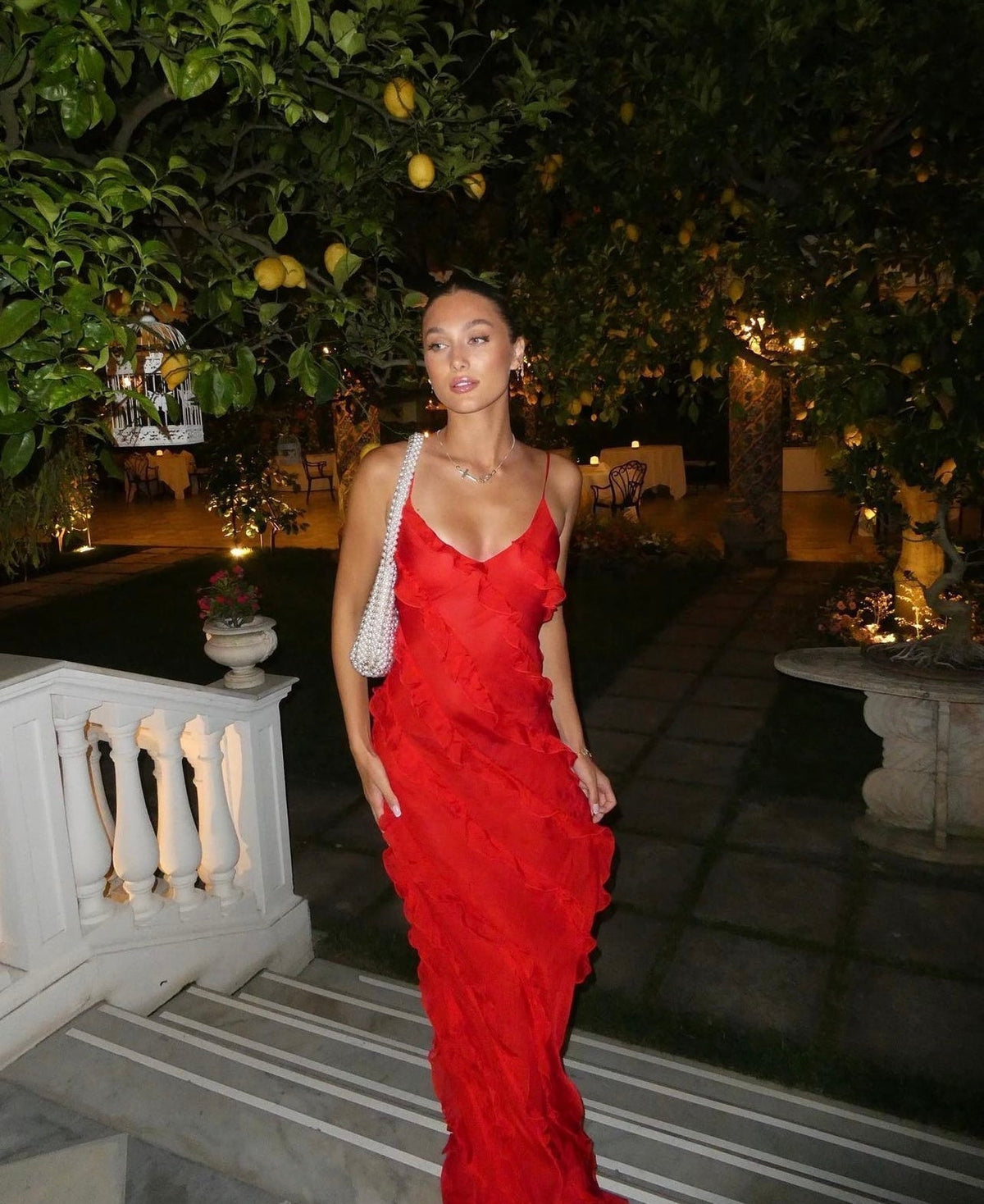Ruffle V-Neck Maxi Dress for Women