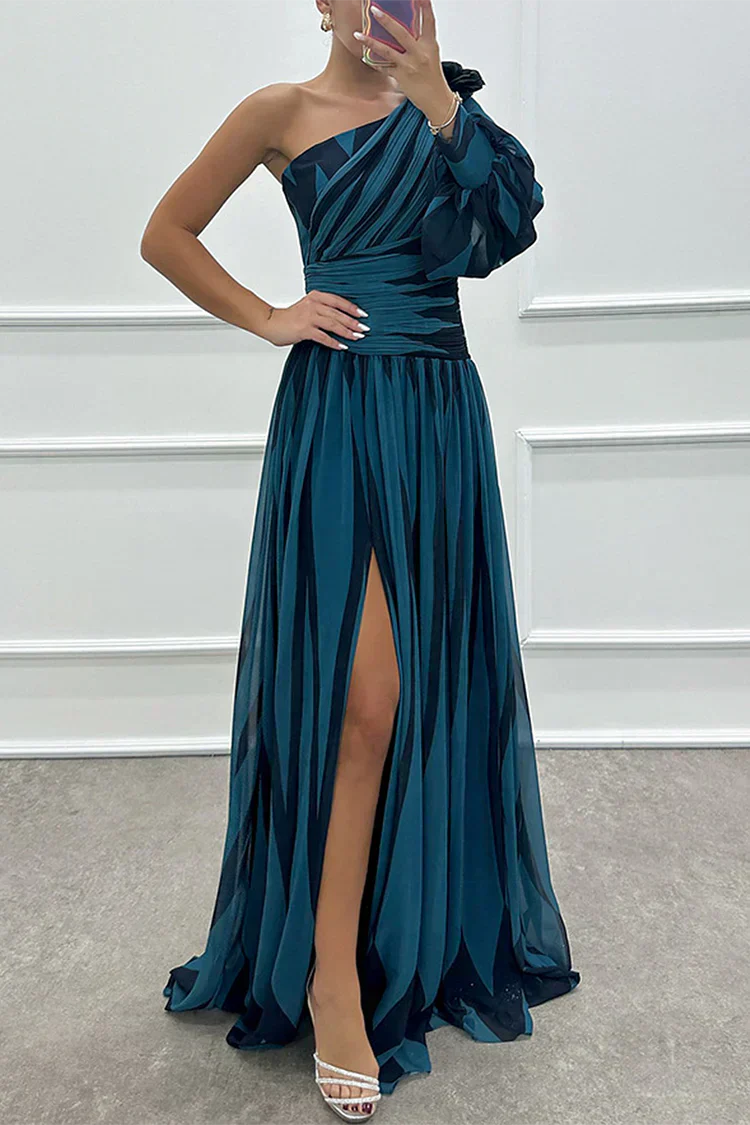 One Shoulder Asymmetric Maxi Dress Wedding Guest for Women