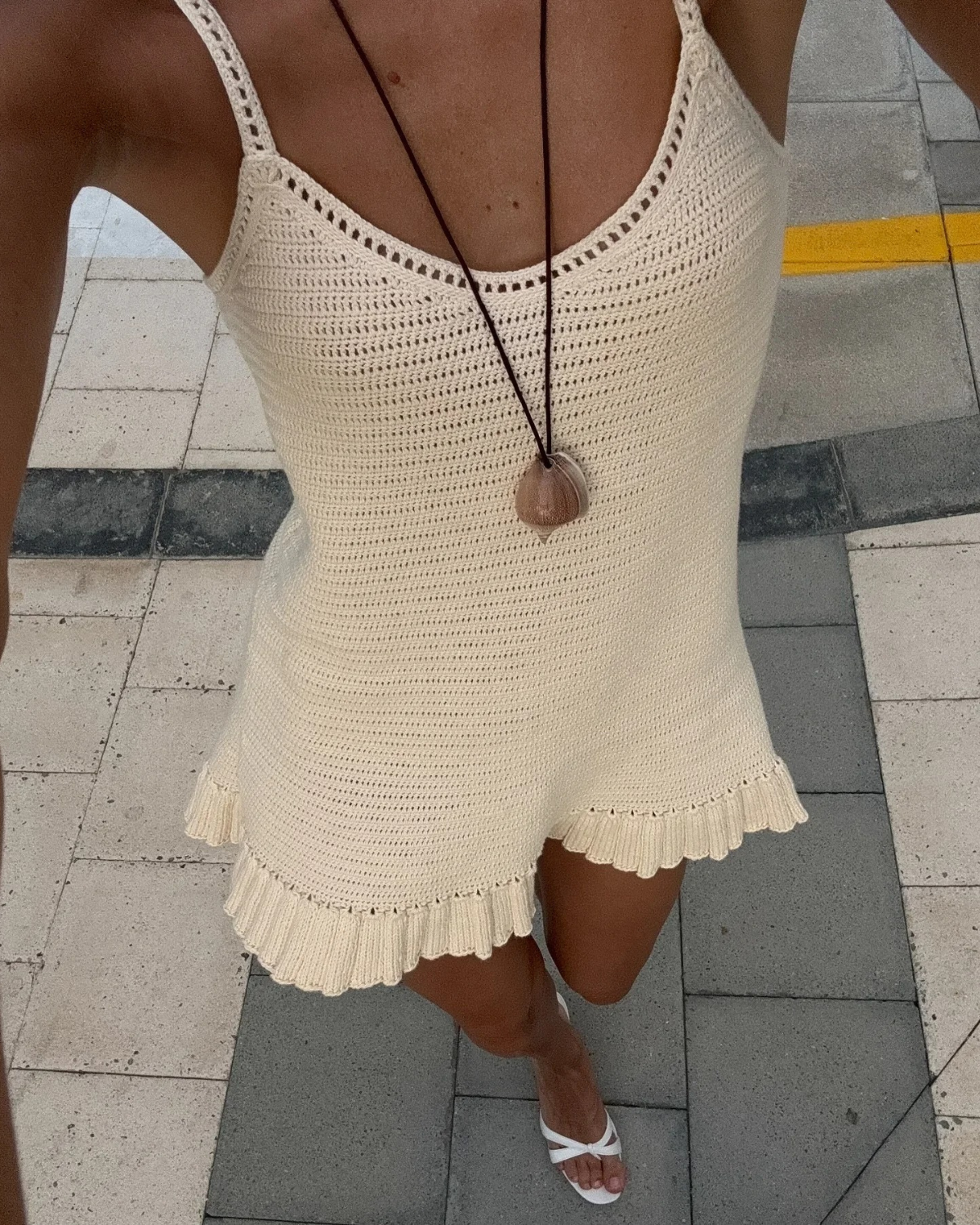 Crochet Mini Dress with Frills for Women