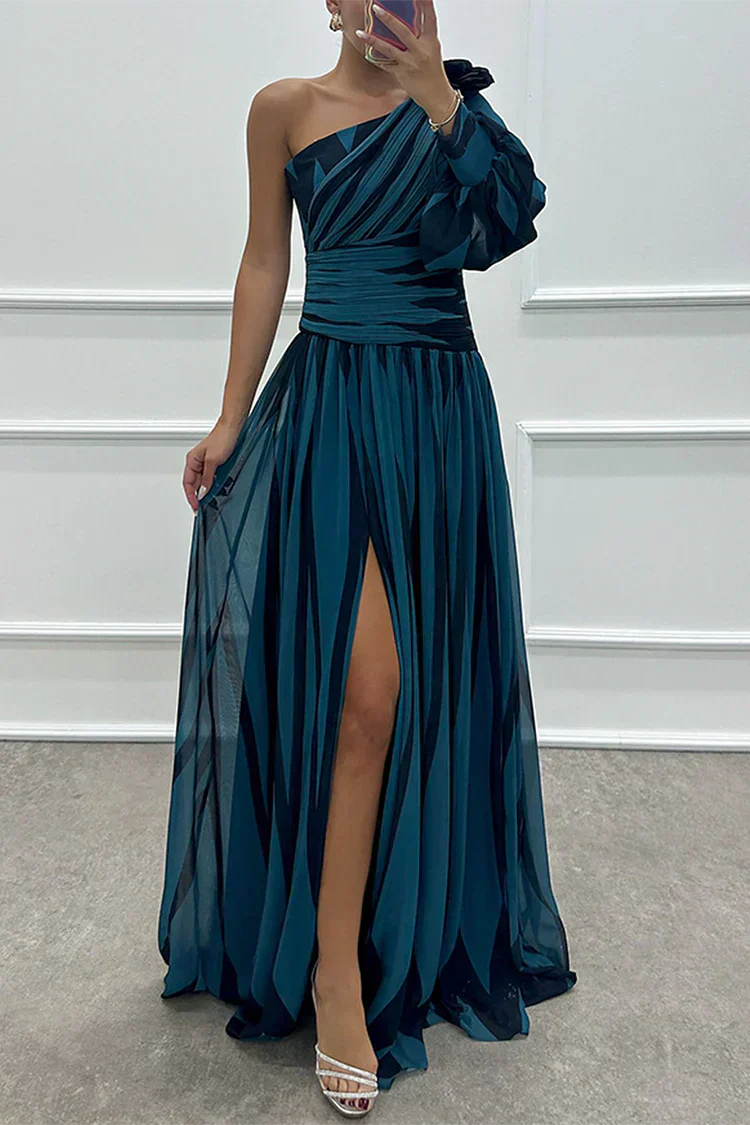One Shoulder Asymmetric Maxi Dress Wedding Guest for Women