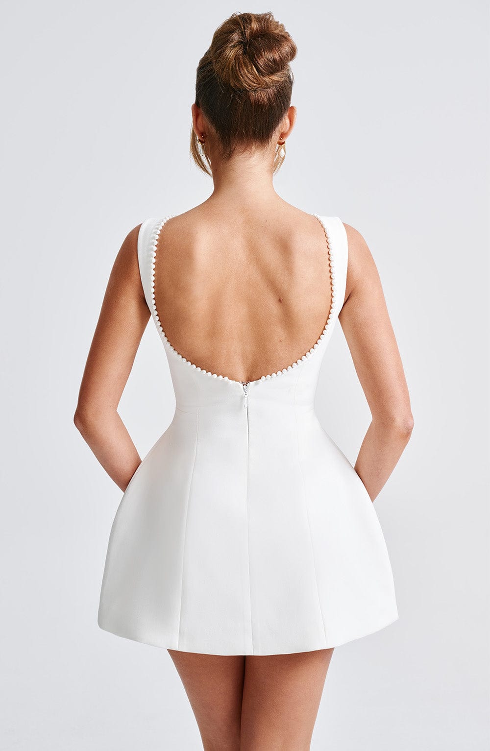 Wedding Guest A-Line Mini Dress with Pearl Trim for Women