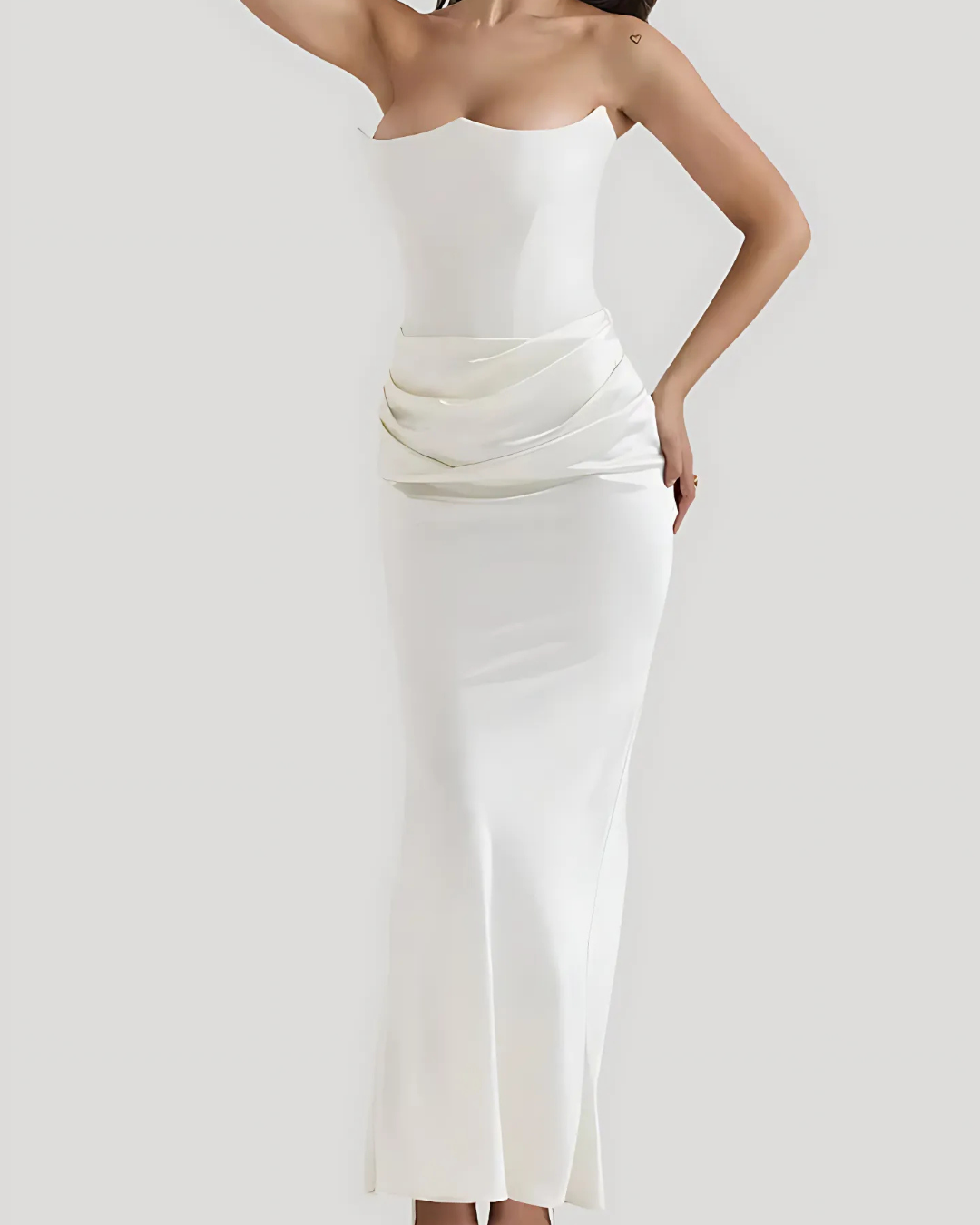 Wedding Guest Strapless Draped Maxi Dress for Women