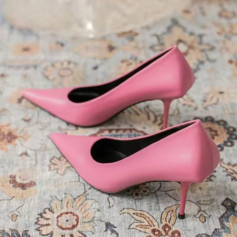 Slip-On Court Heels with Pointed Toe for Women