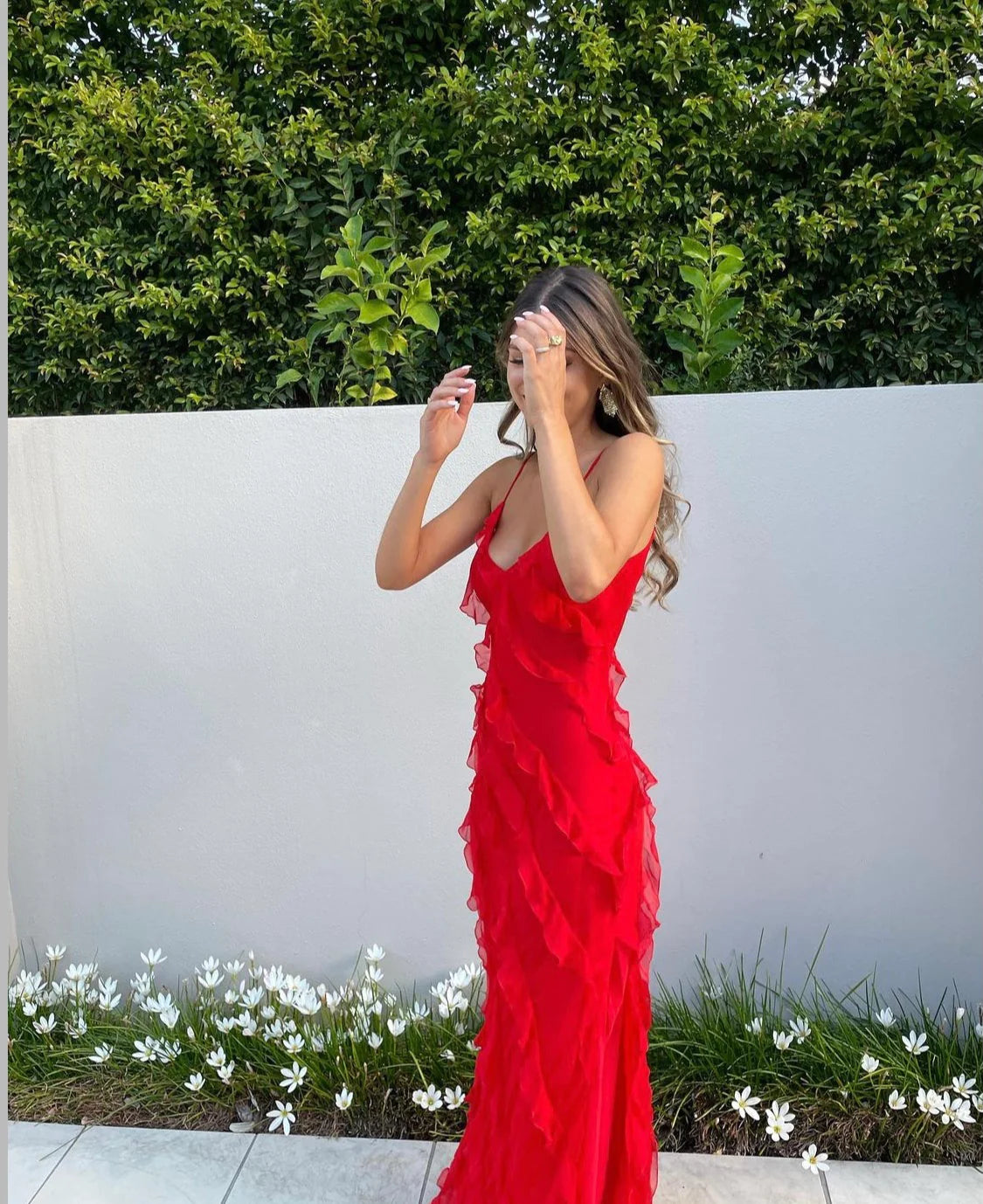 Ruffle V-Neck Maxi Dress for Women - View 3
