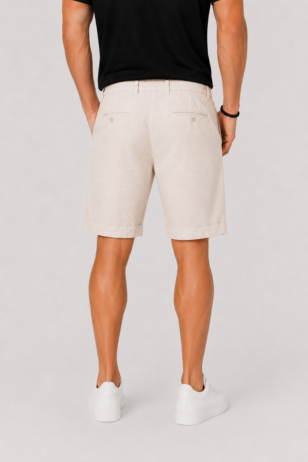 Linen Rolled Cuff Chino Shorts for Men