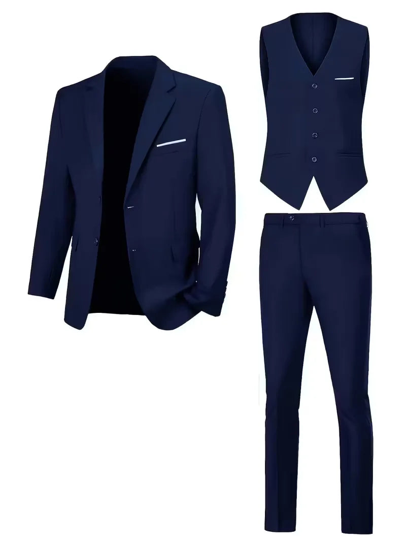 Slim Fit Three-Piece Suit Set for Men