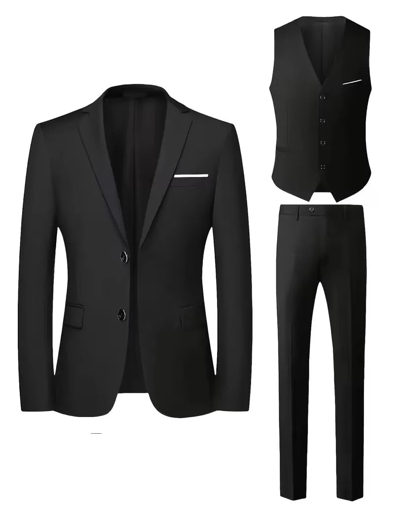 Slim Fit Three-Piece Suit Set for Men
